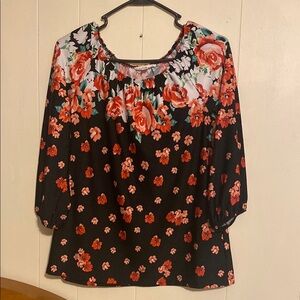 Floral Black and Red Women's Top